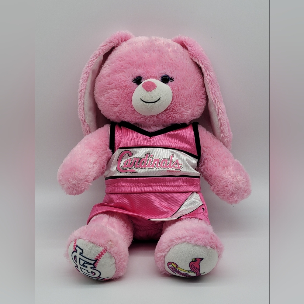 Build A Bear BAB Stl Cardinals Pink Bunny Stuffed Plush Official Merchandise MLB